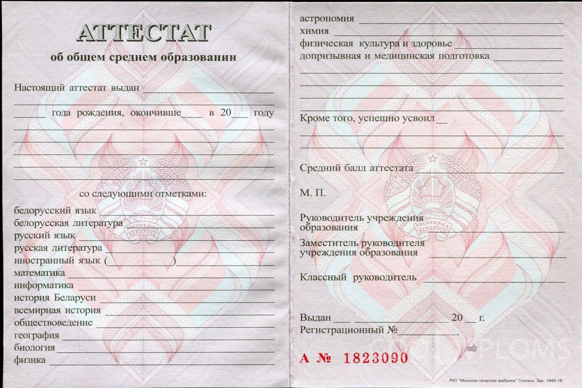 Белорусский аттестат за 11 класс - Житомир